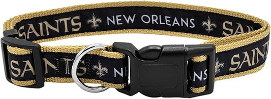 Pets First NFL New Orleans Saints Licensed PET COLLAR, Small - Heavy-Duty, Strong, and Durable Dog Collar. Available in 31 Football Teams and 4 Sizes