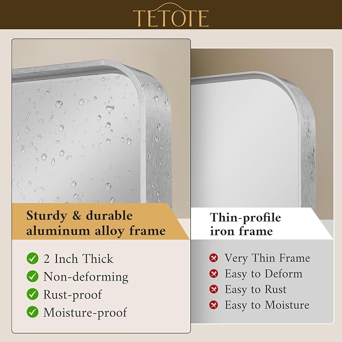 TETOTE 40 x 30 Inch Bathroom Mirror