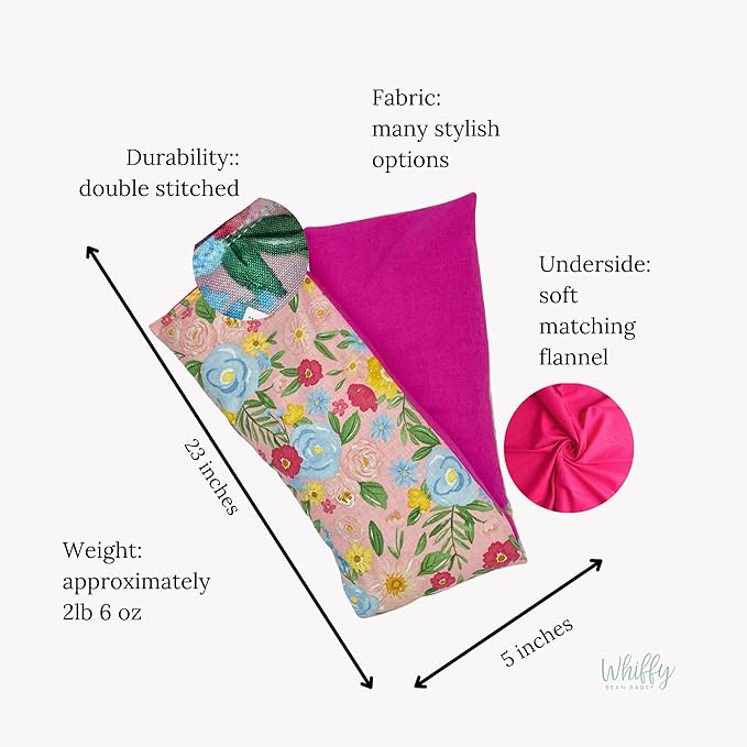 Microwave Heating Pad for Neck and Shoulders, Heated Wrap, Hot and Cold Pack, Flax Seed, Scented or Unscented, Reusable Moist Heat Therapy, Microwavable Bean Bag, 5" x 23" (Pink Floral, Peppermint)