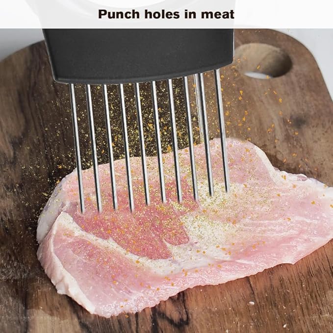 Stainless Steel Onion Slice Holder, 2025 Upgraded Vegetable Slicer Cutter, Multifunctional Lemon Tomato Potato Meat Chopper Slicing Assistant Kitchen Tool (3)