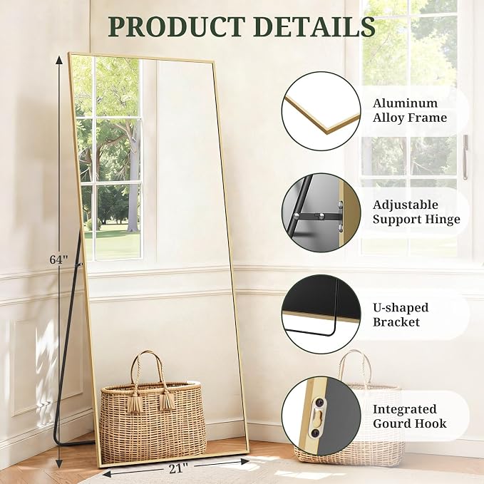 Mirror Full Length 64"x21" Full Body Floor Mirror