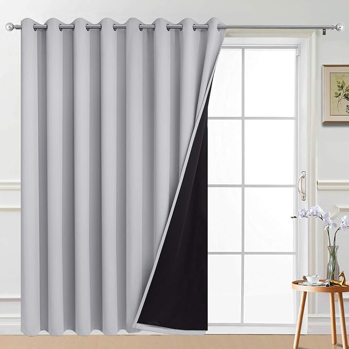 Yakamok 100% Blackout Extra Wide Thermal Insulated Curtains, Total Shade Patio