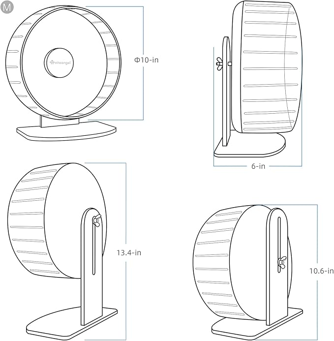 Niteangel Super-Silent Hamster Exercise Wheels: - Quiet Spinner Hamster Running Wheels with Adjustable Stand for Hamsters Gerbils Mice Or Other Small Animals (M, Mint Green)
