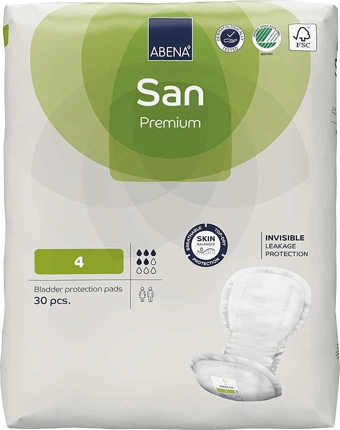 Abena San Premium Incontinence Pads, Moderate Absorbency, (Sizes 4 to 7), Size 4, 540 Count