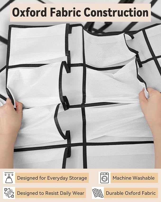 dodowin Over the Door Shoe Organizers, 2 Pack, Each with 24 Deep Mesh Pockets & 4 Metal Hooks, Over The Door Shoe Rack Space Saving Hanging Storage Holder for Closets, Shoes & Accessories, White