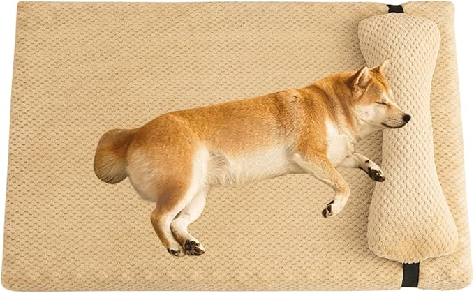 Dog Bed for Small Medium Large Dogs, Dog Mattress with Removable Pillow for Crate Kennel, Sofa Dog Bed, Super Soft Pet Bed for Dogs and Cats, Pet Beds & Furniture (Brown,Large)