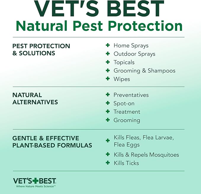 Vet's Best Natural Flea and Tick Waterless Bath for Dogs – No-Rinse Dry Foam Shampoo with Certified Essential Oils – Natural Flea Treatment with Plant-Based Ingredients – 8 oz Bottle – Made in USA