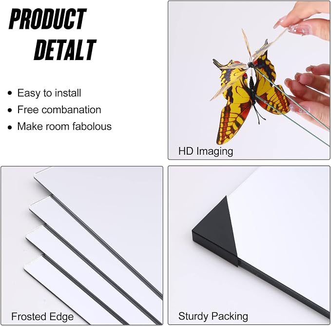 JEOYOO Full Length Wall Mirror Tiles, Frameless Full Body Mirror Tiles