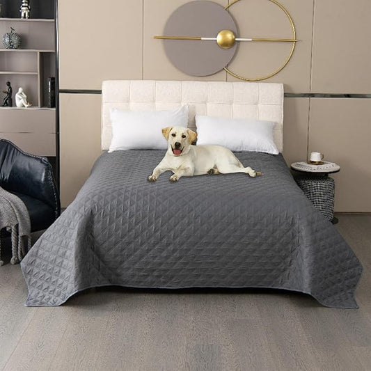 GIBZ Waterproof Dog Bed Cover Anti Slip Pet Furniture Protector Blanket Washable Thick Quilted Mat, Grey, 76.2x177.8cm