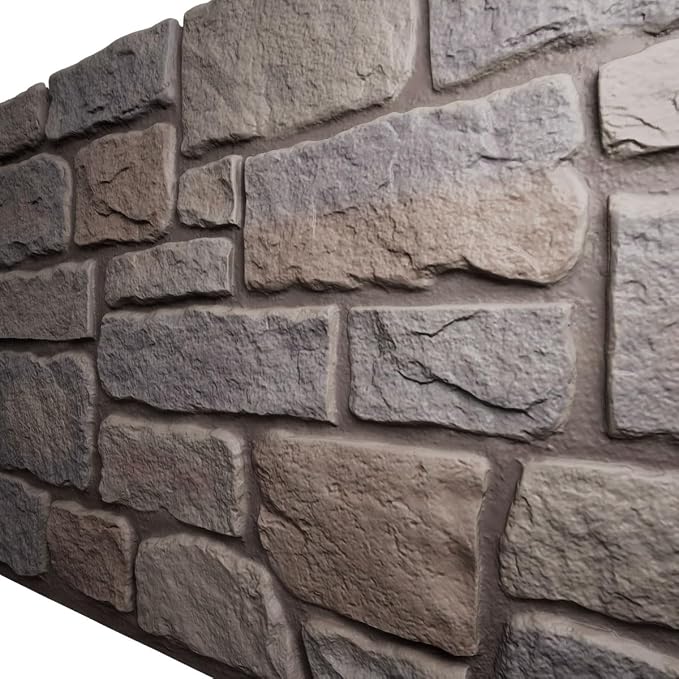 EverStone Cobblestone Faux Stone Panel, Harbor Mist Color