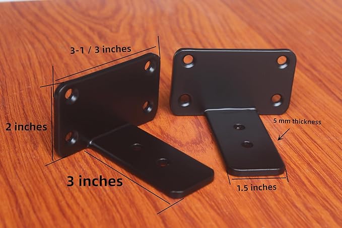 8 Pack - 3 inch Black Hidden L Shelf Bracket Iron Floating Shelf Brackets