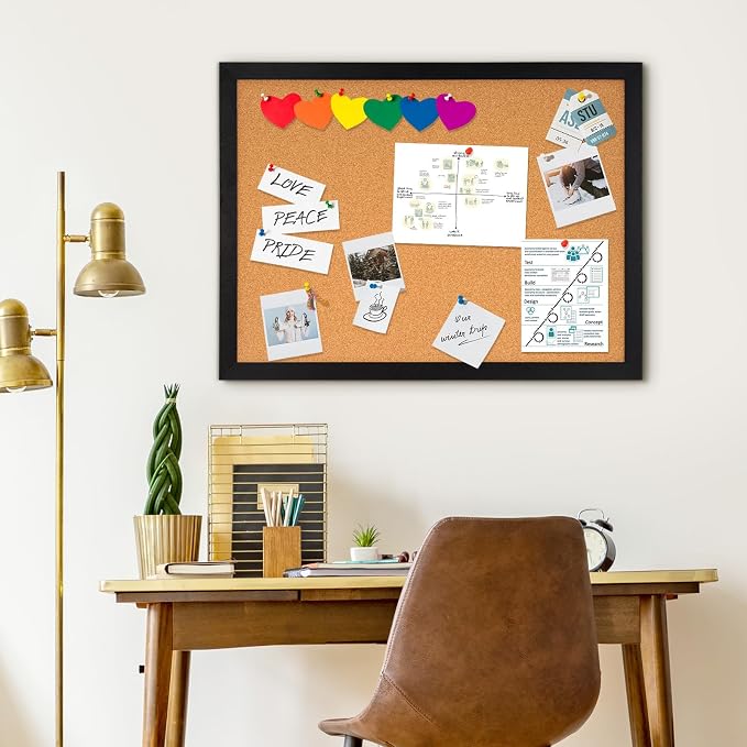 DOLLAR BOSS Cork Board for Wall 24" x 18" Bulletin Board for Wall