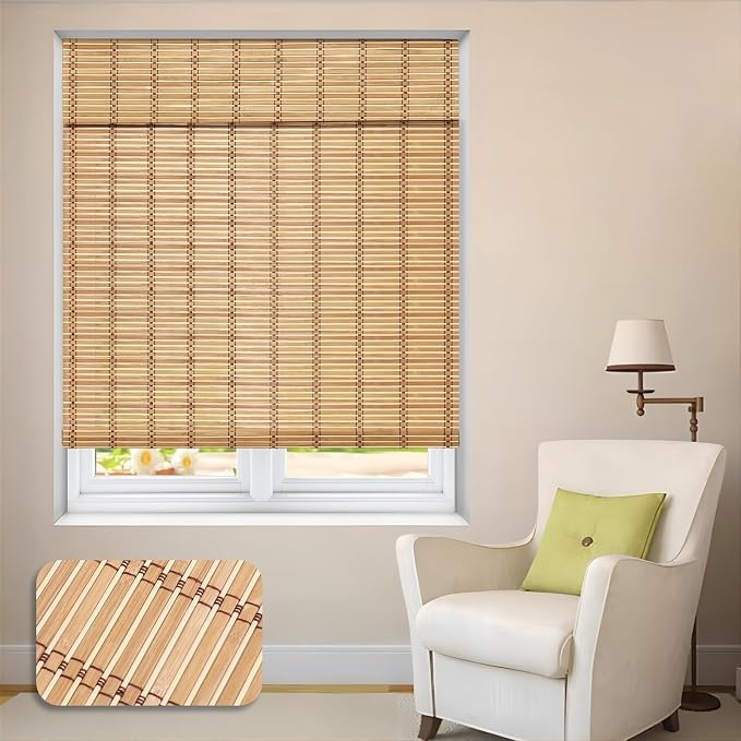 LUCKUP Cordless Roman Shades, Roll Up Bamboo Blinds