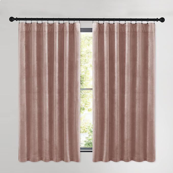 NICETOWN Dusty Pink Velvet Curtains and Drapes