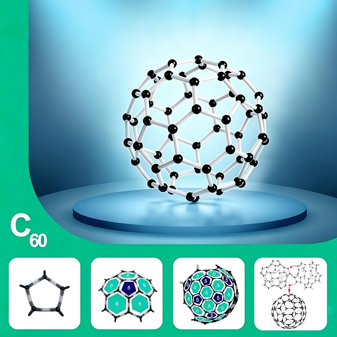 EXBEPE Chemistry Molecular Model Kit 452pc with C60,Educational Science Set Learning Chemistry Atoms,Bonds and Structures Teaching Aids School Supplies
