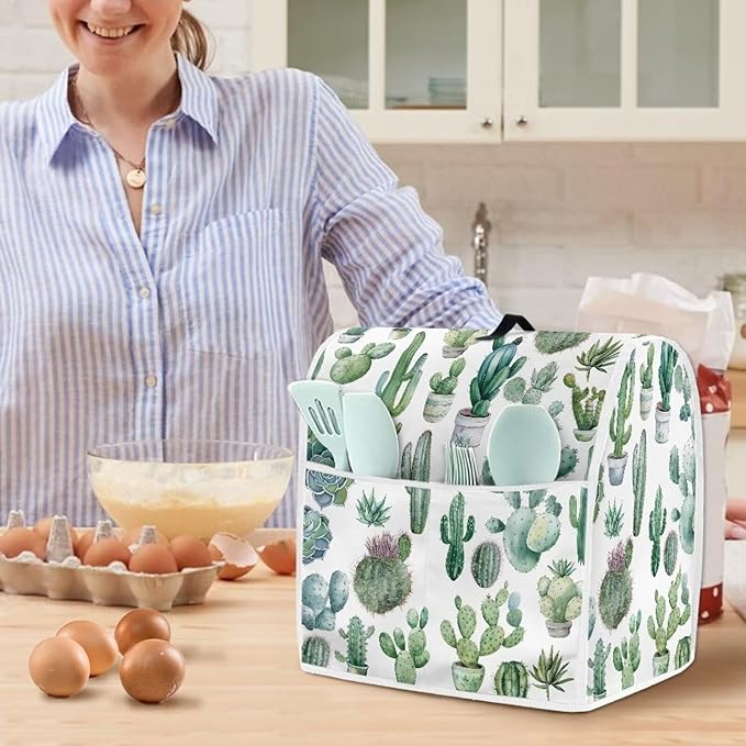 Cactus Mixer Cover | Compatible with 6-8 Quart Tilt Head & Bowl Lift Mixers | Dust Protector with Pockets for Accessories