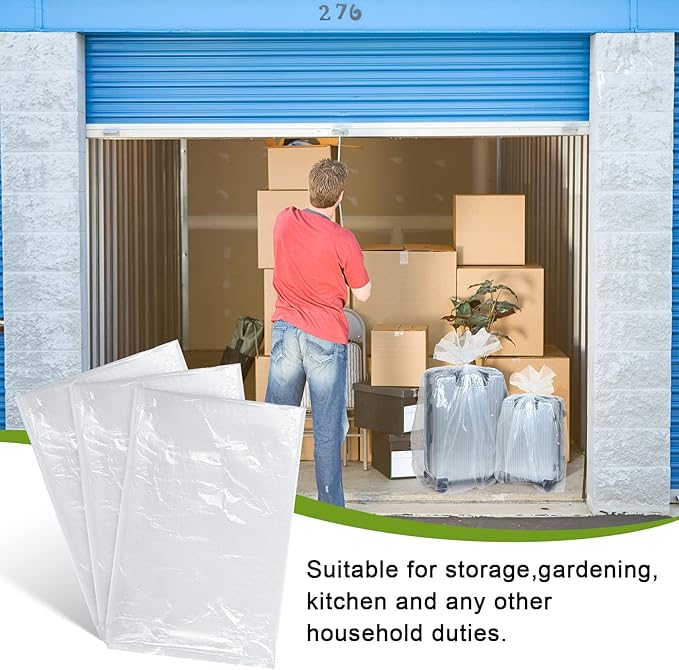Fainne 10 Pack Extra Large Clear Plastic Storage Bags 40 x 60 Inch 2.75 Mils Giant Jumbo Moving Flat Plastic Storage Bags for Clothes Packing Luggage Suitcase Furniture Comforter Bike Blanket