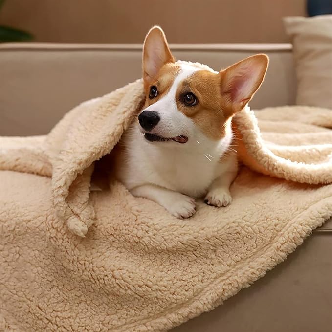 Pet Blankets for Couch Sofa Bed Dog Blankets Reversible Cat Blanket Soft Furniture Protector Cover for Small Medium Large Dogs Cats, Orange, 24 x 31 inches