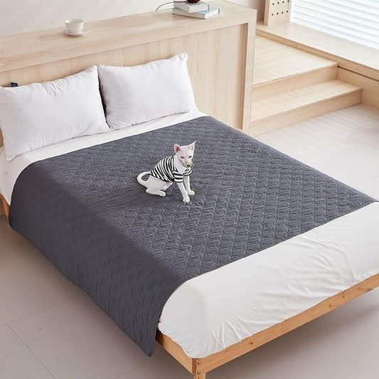 GIBZ Waterproof Dog Bed Blanket Cover Anti Slip Pet Furniture Protector Washable Large Washable Quilted Mat for Indoor, Dark Grey, 200x305cm