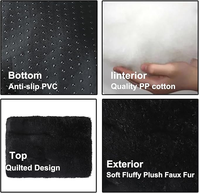 Dog Crate Mat, Dog Bed for Large Dogs, Comfy Fluffy Kennel Pad Anti-Slip for Dog beds & Furniture, Quilted Dog Bed for Pets for Medium/Small Dogs Cats (Color : Black, Size : 43x29)