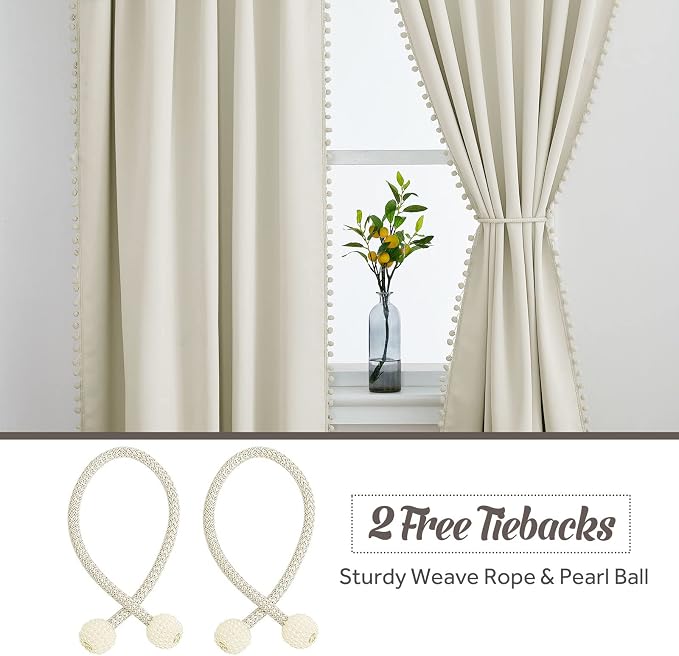 RYB HOME Bedroom Curtains 84 Inches Long Kids Curtains Blackout Window Drapes