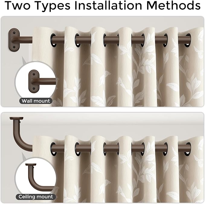 2 Pack Curtain Rods 36-120 Inch, Bronze Wrap Around Blackout Curtain Rods