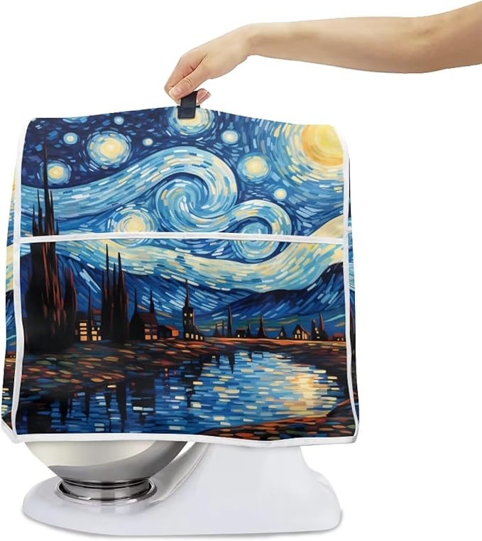 Van Gogh Starry Night Mixer Cover | Machine Washable Dust Protector with Carrying Handle | Kitchen Appliance Cover for 6-8 Quart Mixers, Coffee Makers & Juicers