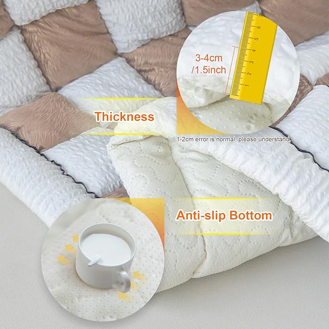 Dog Couch Cover for Washable, Non-Slip Plaid Square Sofa Cushion Protector, Soft, and Multi-Functional Pet Friendly Sofa Cover for Cats Dogs (27.6 x 82.7 inch, DarkCoffee)