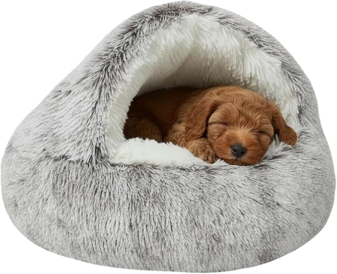 Dog Bed, Dog Bed with Cover Cave, Dual Comfort Design, Pet Bed for Small/Medium/Large Cats and Dogs, Anxiety Relief, Durable & Chew-Proof, Improves Sleep & Behaviour (Coffee, 20in)