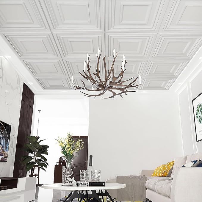 Art3d Drop Ceiling Tiles 24x24in., Wainscoting Panels Glue Up 2ft x 2ft