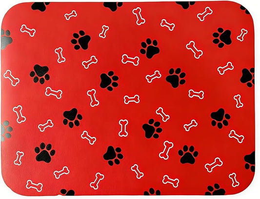 Pet Cat Dog Food Mat Non Slip Mat for Dog Water Bowl Mat Quick Dry Absorbent Cat Feeding Mat, 32 * 17 in, Red