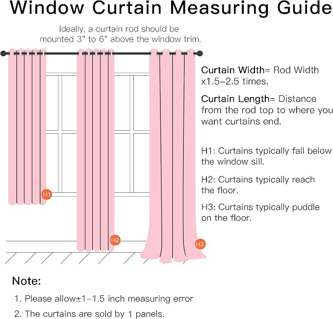XiDi Light Pink Girls Curtains for Bedroom, Girls Room Blackout Curtains for 63