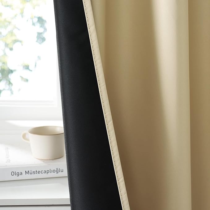 RYB HOME Bedroom Blackout Curtains 63 inches Long, 100% Blackout Thermal