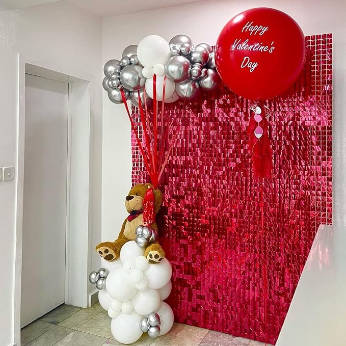 COKAOBE Red Shimmer Wall Backdrop, Photo Backdrops