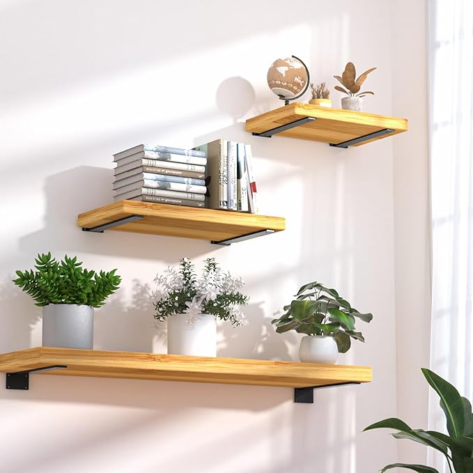 16 Pack - 10 inch Black Hidden L Shelf Bracket Iron Floating Shelf Brackets