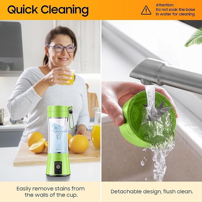 Portable Blender Personal Size Blender - 12 Oz BPA Free Travel Cup Make Smoothies and Shakes, Cordless USB Rechargeable, Lightweight Suit in Travel/Gym/Office