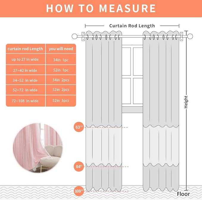 XiDi Light Pink Girls Curtains for Bedroom, Girls Room Blackout Curtains for 63