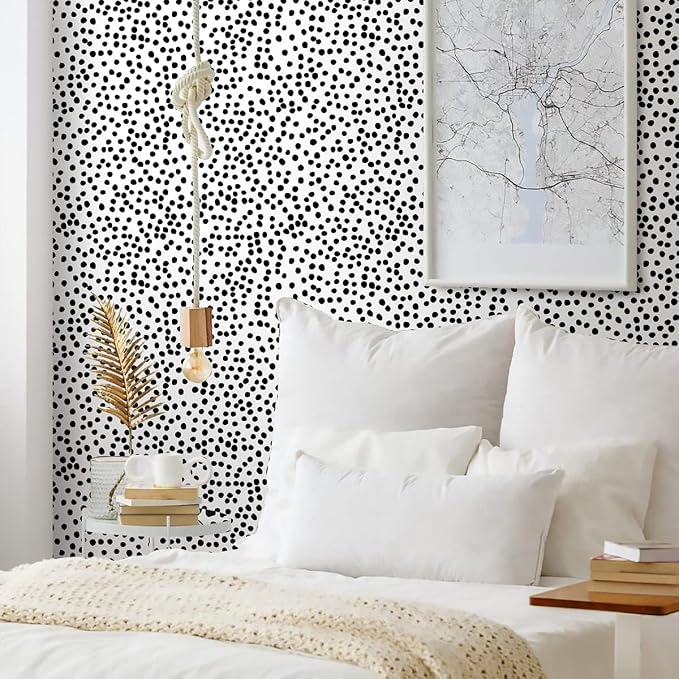 Jeweluck Peel and Stick Wallpaper Polka Dot Wallpaper Stick and Peel 17.7” x