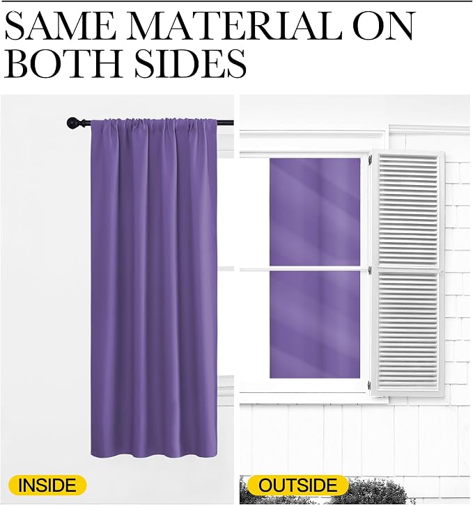 NICETOWN Blackout Curtains for Bedroom, Lilac Purple, 1 Pair, 42 by 45-inch