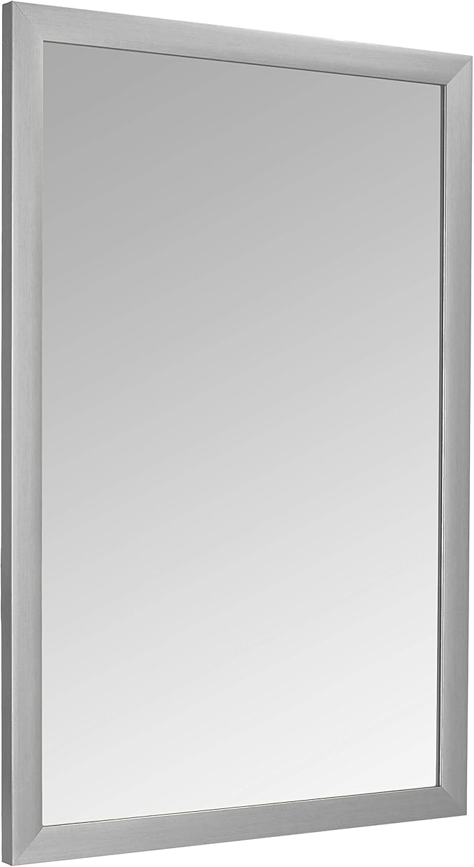 Amazon Basics Rectangular Wall Mount Mirror 24" x 36", Standard Trim, Nickel