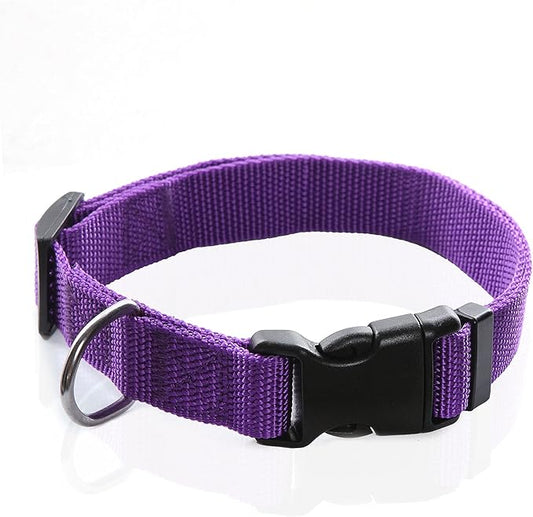 Adjustable Nylon Dog Collar, pet Collar 1 Inch 3/4 Inch 5/8 Inch Wide, for Large Medium Small Dogs (M(3/4" x 14-21"), Purple)