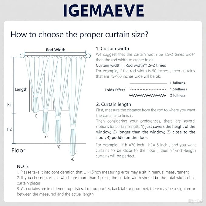 IGEMAEVE 100% Blackout Curtains
