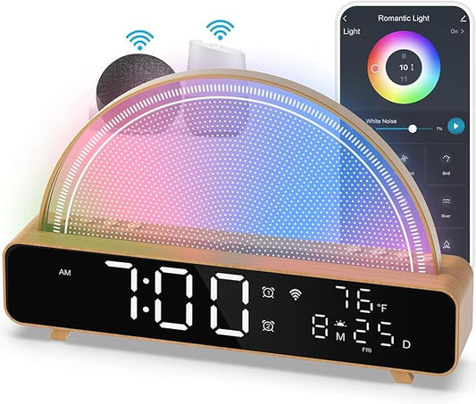 Love Lamp Wi-Fi Touch Lamp LED Light with Color Library,White Noise Smart Lamp,Sunrise Alarm Gentle Wake Up,App Control,Compatible with Alexa Google Home,for Long Distance Interaction,Friendship