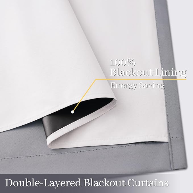 Yakamok 100% Blackout Curtain Panels 96 inches Cold and Light Blocking Drapes