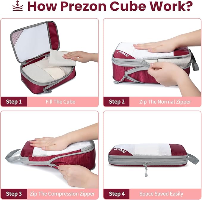 8 Set/6 Set/4 Set Compression Packing Cubes for Travel, Lightweight Vacation Travel Essentials, Travel Accessories for Suitcase Organizer Bags Set, Durable Luggage Organizer