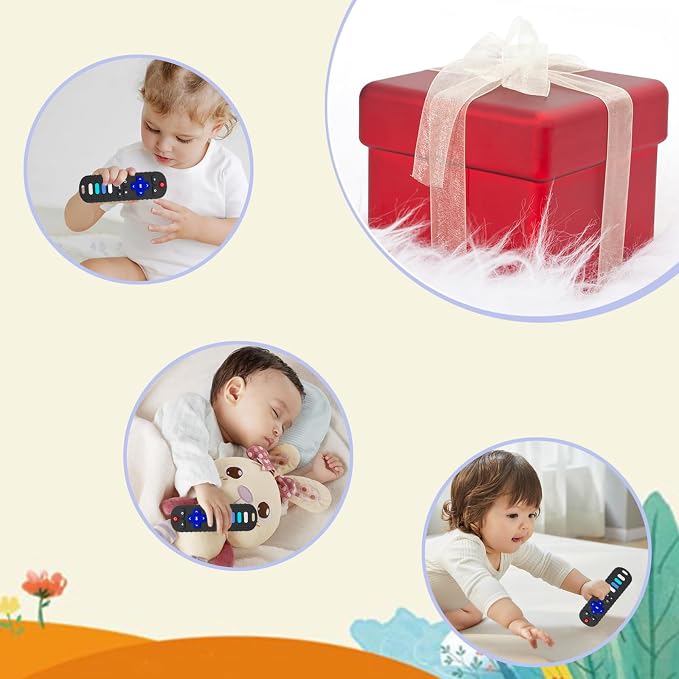 ROBBEAR 1 Pack Baby Teething Toys, Food Grade Silicone Remote Control Teether Toy for Babies 3 6 12 18 Months, TV Remote Shaped Chew Toys for Boys and Girls, Freezer BPA Free