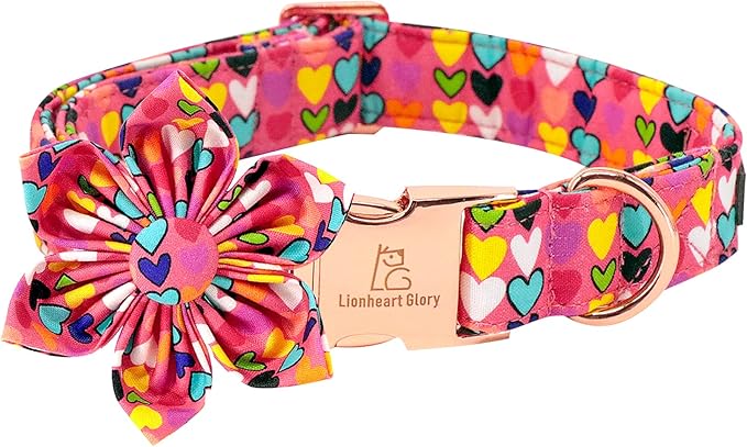 Lionheart glory Easter Dog Collar with Flower Carrot Print Dog Collar Girl or Boy Soft Durable Adjustable Collar Flower Spring Collar Dog Bow for Large Dogs