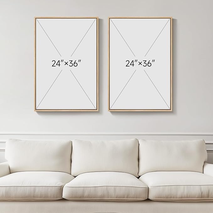 Large Framed Neutral Line Abstract Wall Art Set of 2