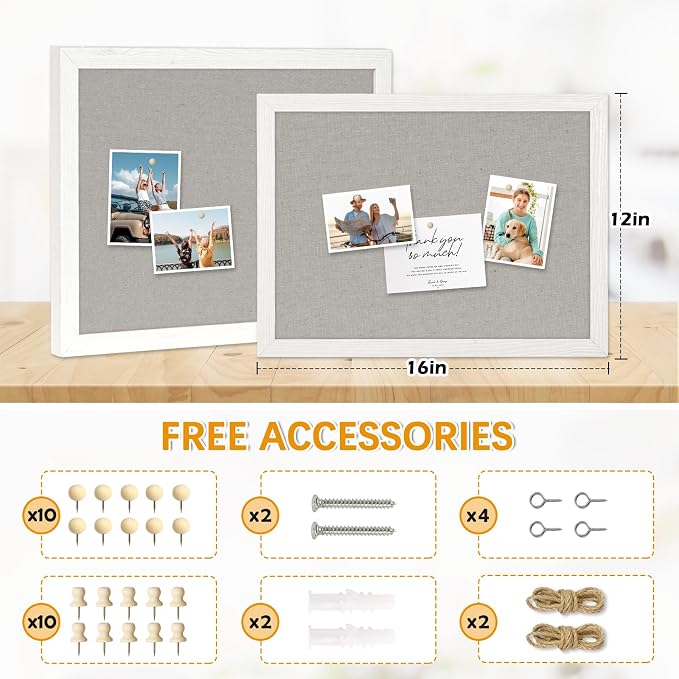 DOLLAR BOSS Cork Boards with Linen 2-Pack 16''X 12'' Cork Board