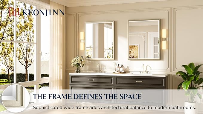Keonjinn 30" x 36" Brushed Nickel Bathroom Mirrors